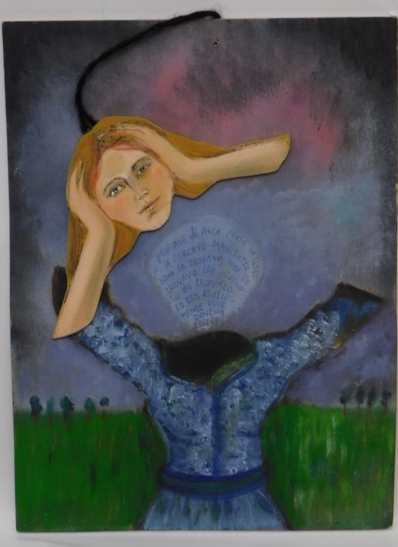 Figure with Violet Moon von Jacqueline Enkelaar-Ashdown