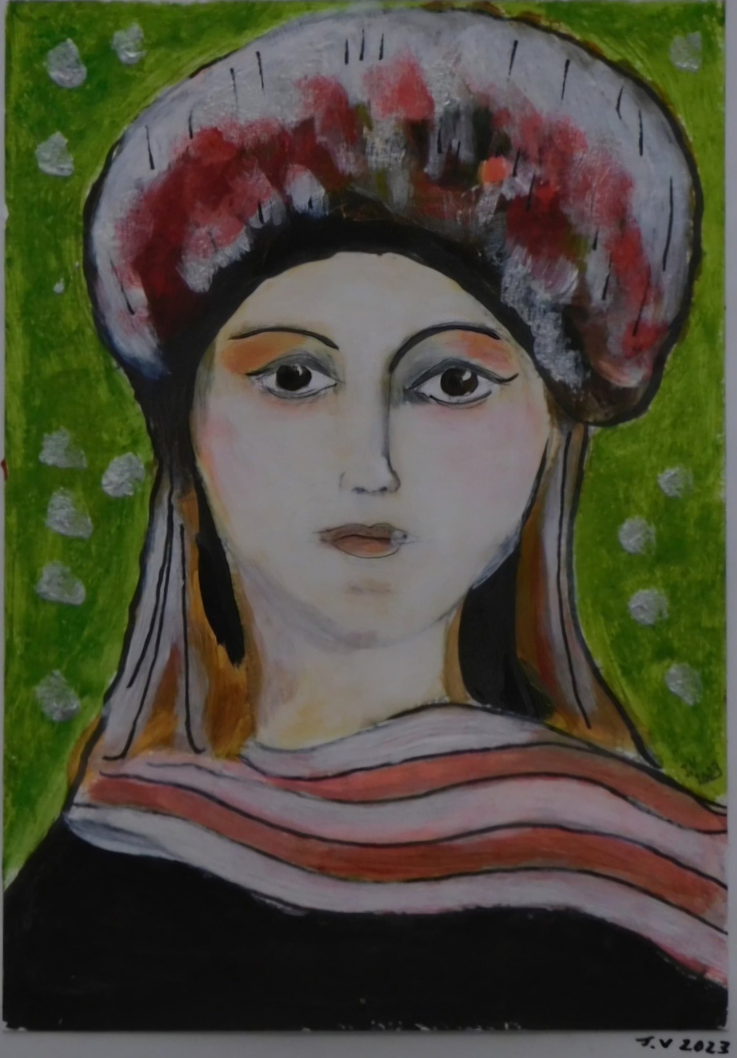 Girl in Red Beret von Jacqueline Enkelaar-Ashdown