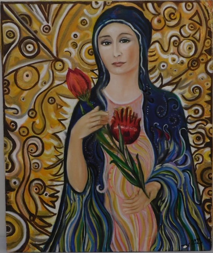 Madonna with Red Rose von Jacqueline Enkelaar-Ashdown